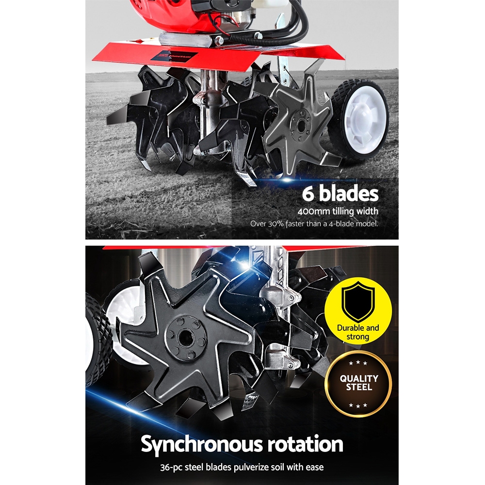 Giantz 65CC Petrol Tiller Rototiller, 4 or 6 Blades view 5