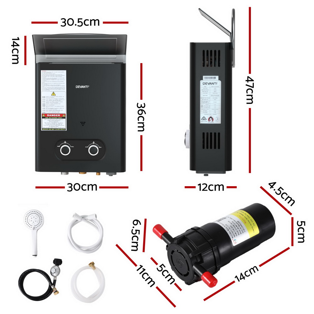 Devanti Portable Gas Water Heater with Pump view 2