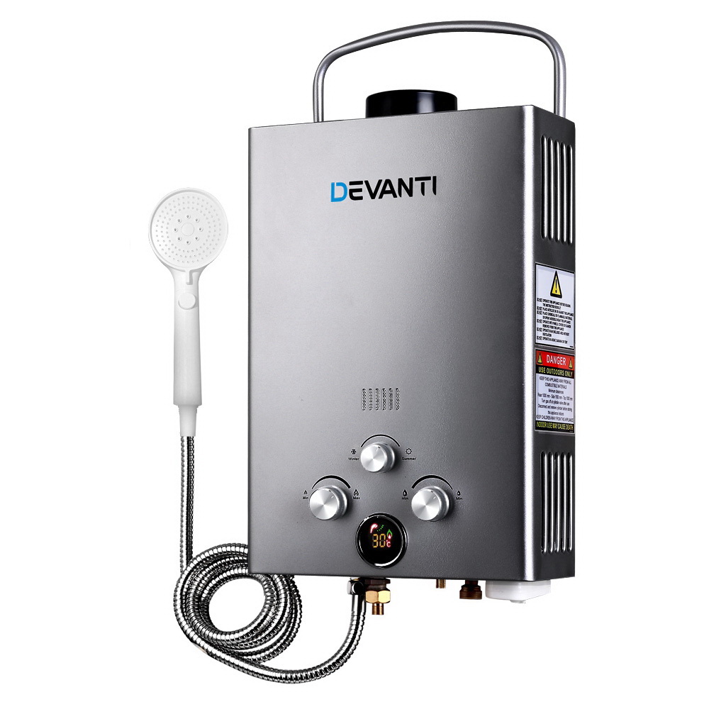 Devanti Portable Gas Water Heater with Pump Grey