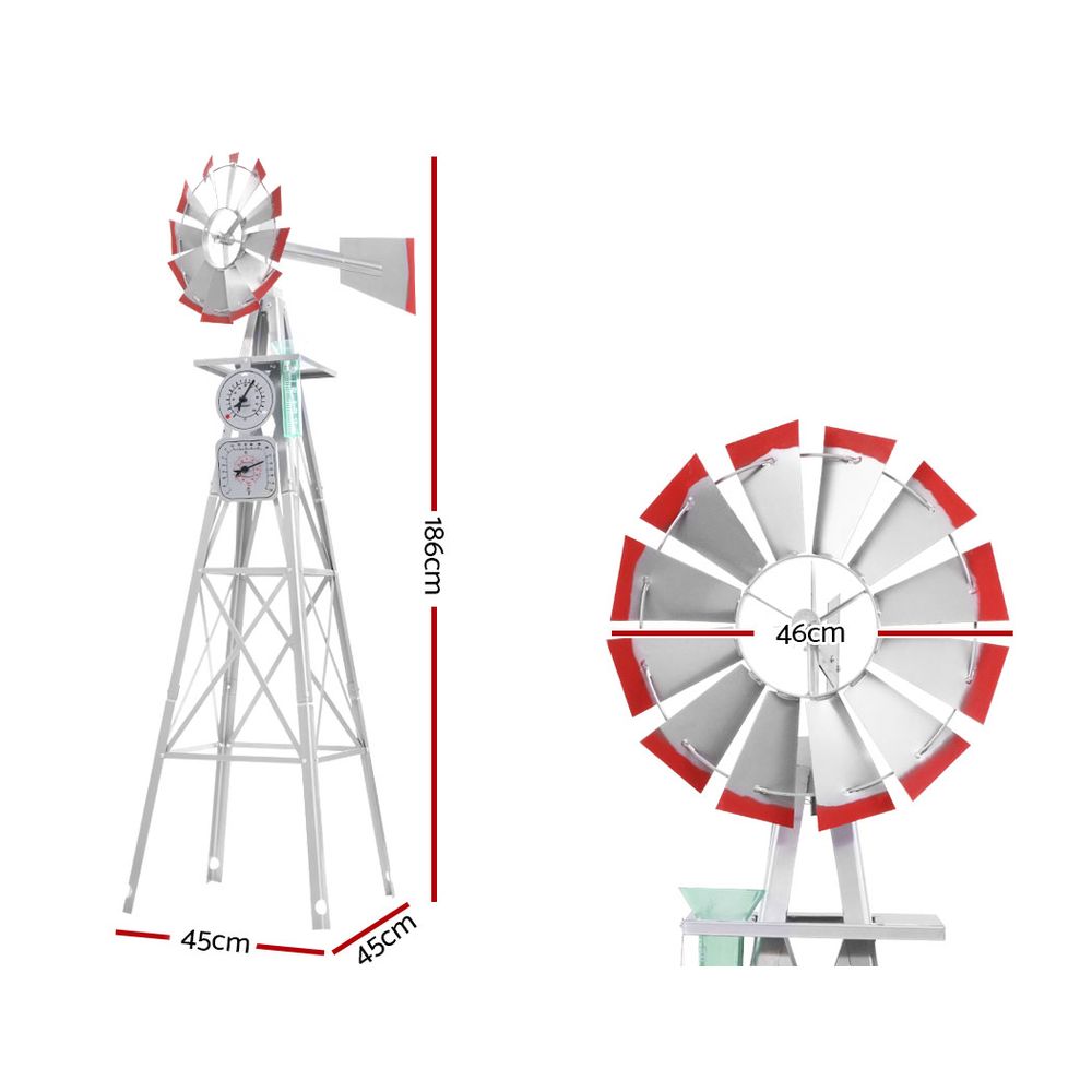 Gardeon 6FT Metal Garden Windmill Ornament view 2