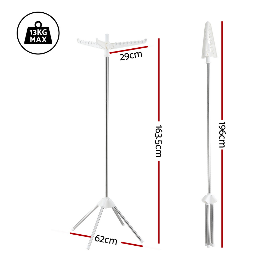 Artiss Foldable Clothes Rack Rotatable Hanger 163cm view 2
