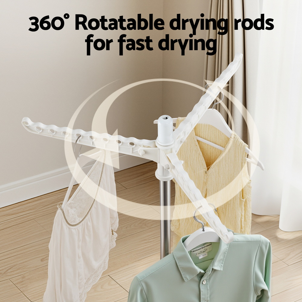 Artiss Foldable Clothes Rack Rotatable Hanger 163cm view 4