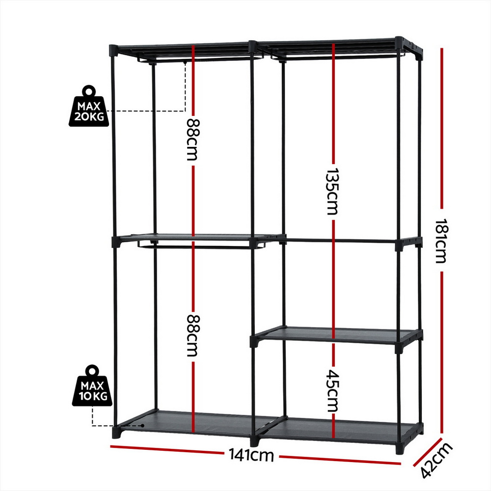 Artiss Wardrobe Clothes Rack Closet 181cm view 3