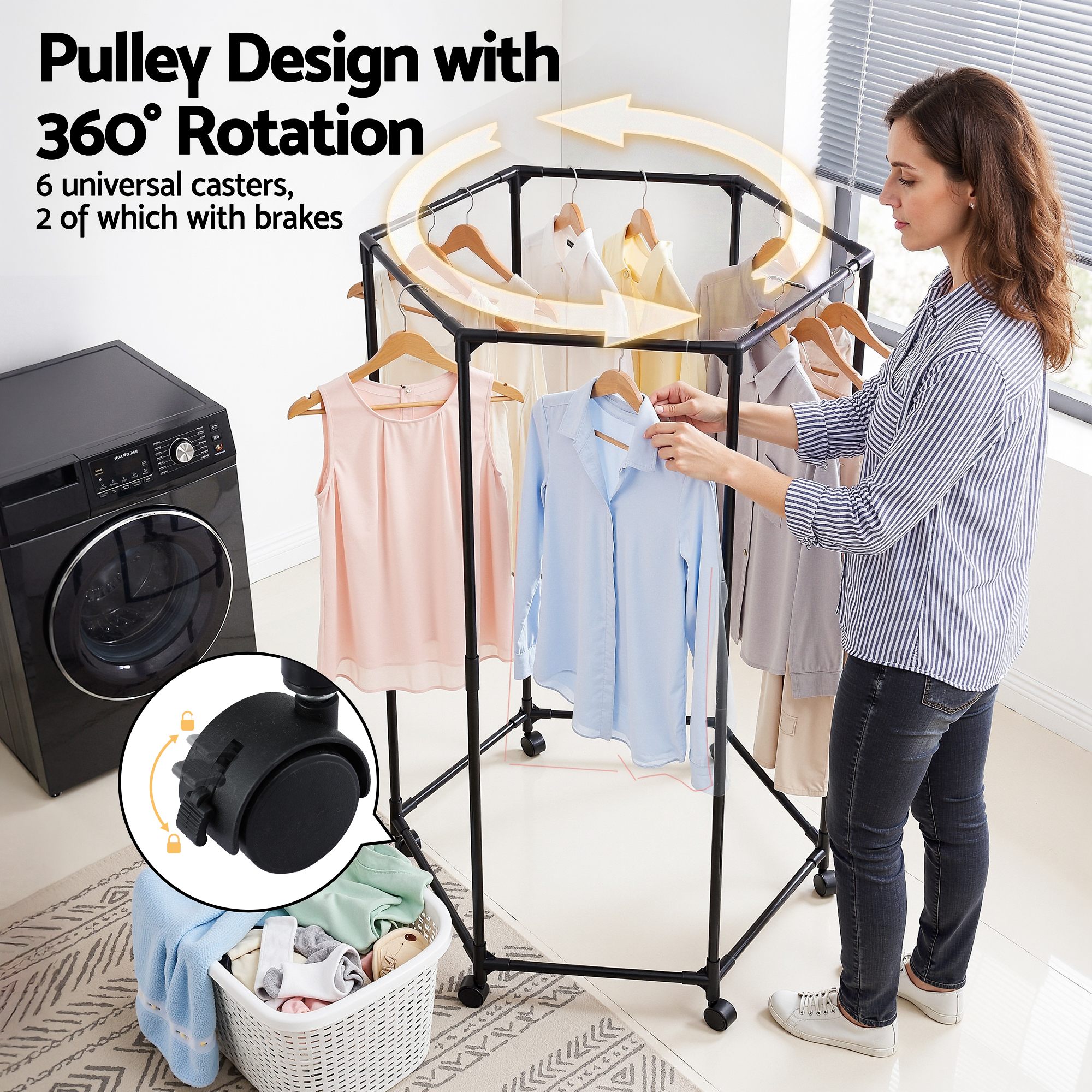 Artiss Clothes Rack Coat Stand 6 Rods on Wheels view 5