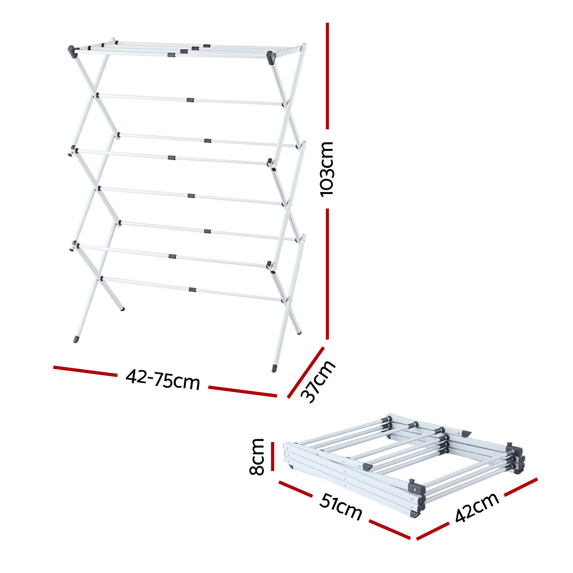 Artiss Foldable Clothes Rack Portable No Assembly view 2