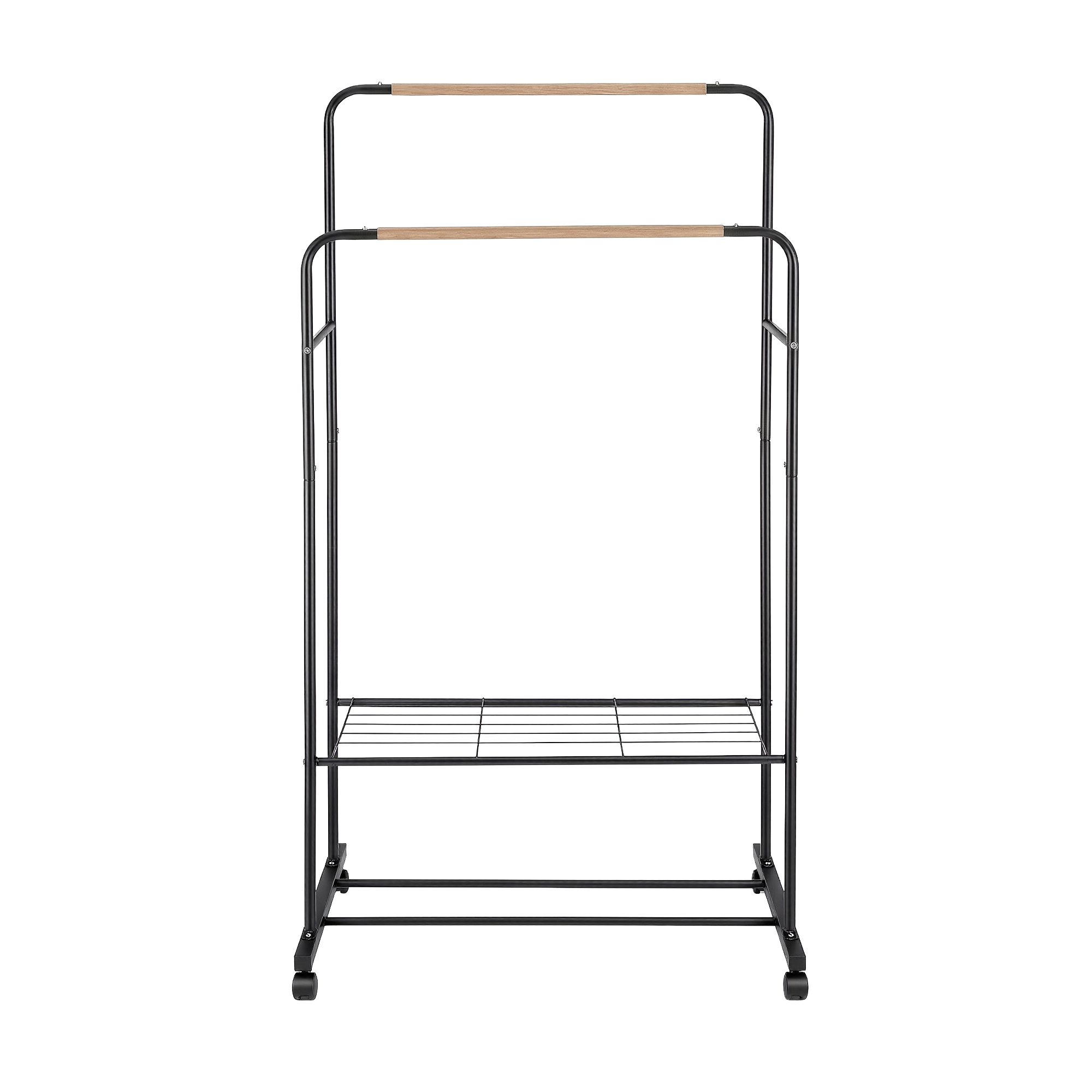 Artiss Double Rod Clothes Rack with 2 Storage Shelves view 4