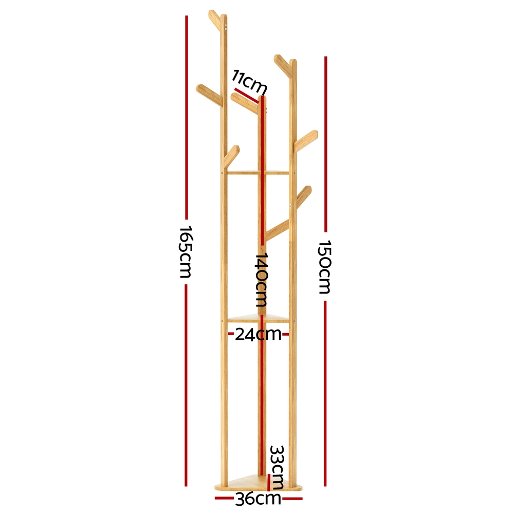 Artiss Bamboo Clothes Rack with 9 Hooks, 3-Tier view 4