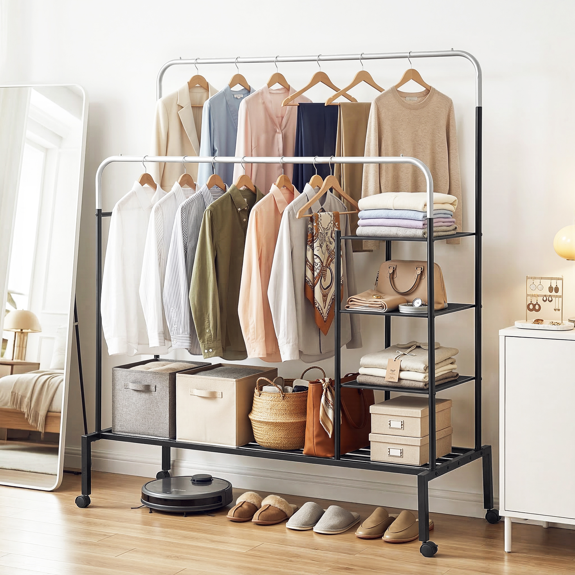 Artiss 4-in-1 Clothes Rack Double Rod Shoe Shelf