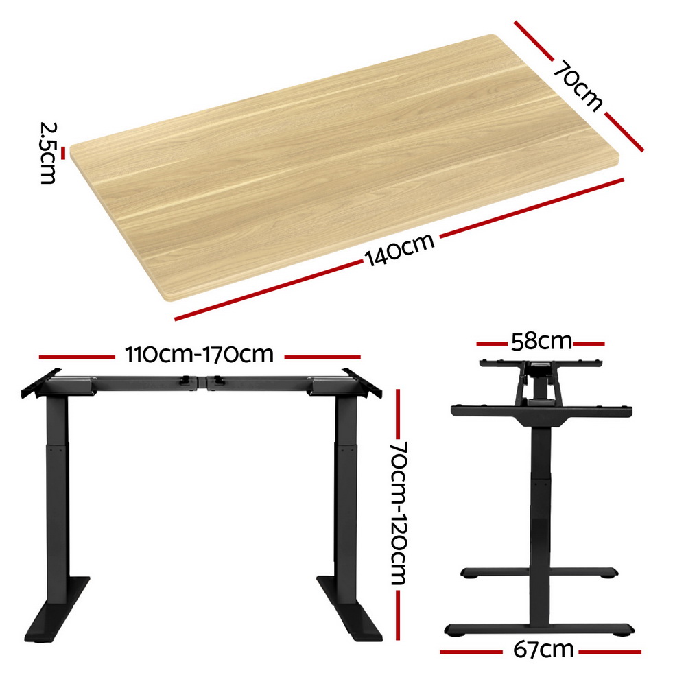 Artiss Motorised Standing Desk 140cm in 8 Colours view 2