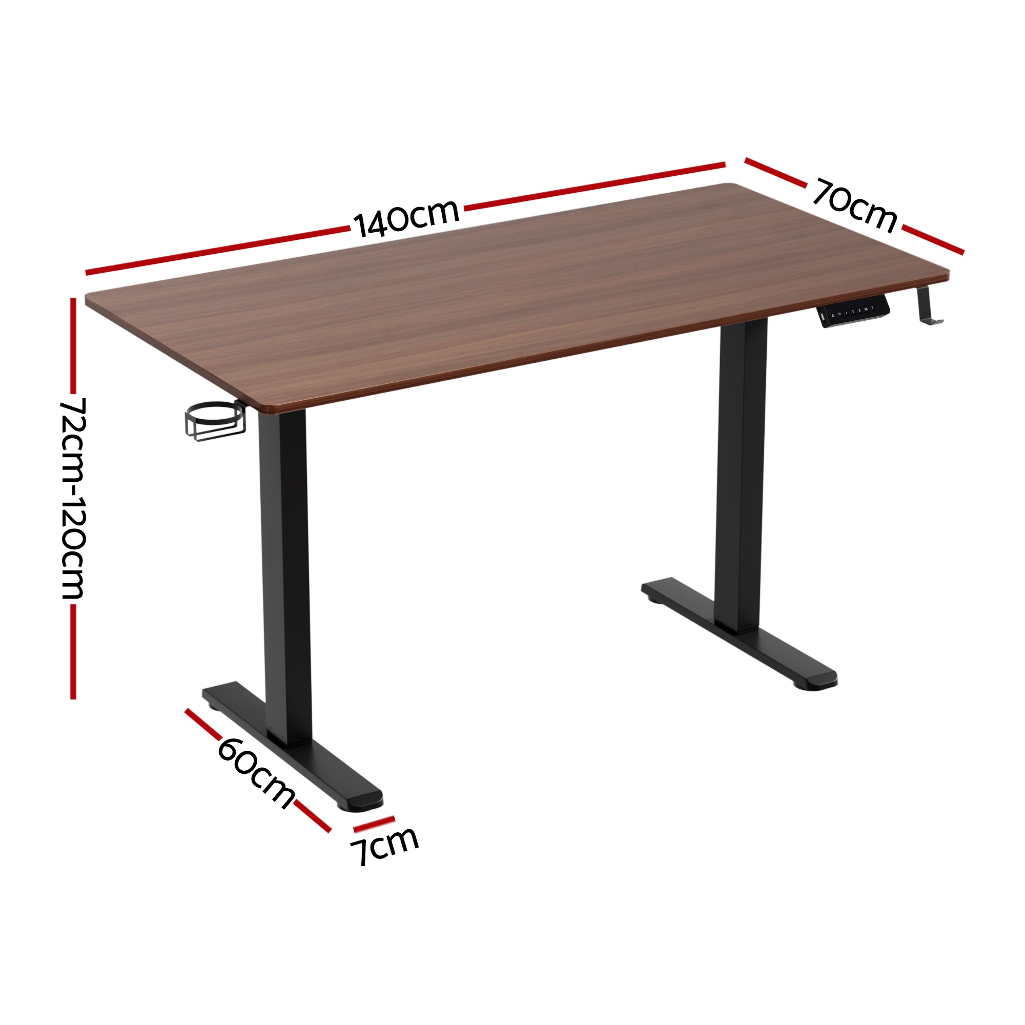 Artiss Motorised Standing Desk 140cm Walnut view 2