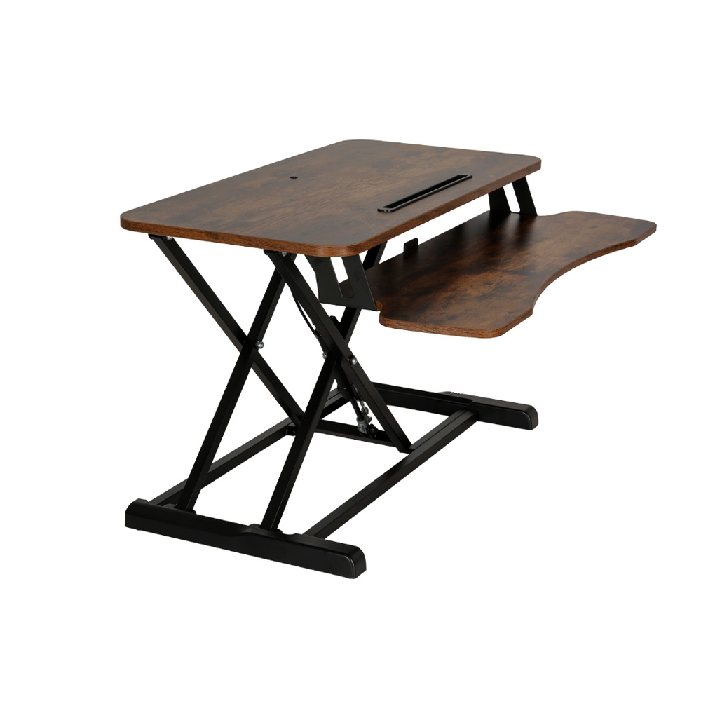 Artiss Standing Desk Riser 80cm Rustic Brown view 3