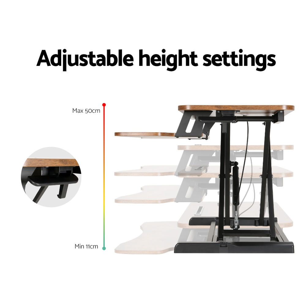 Artiss Standing Desk Riser 80cm Rustic Brown view 4