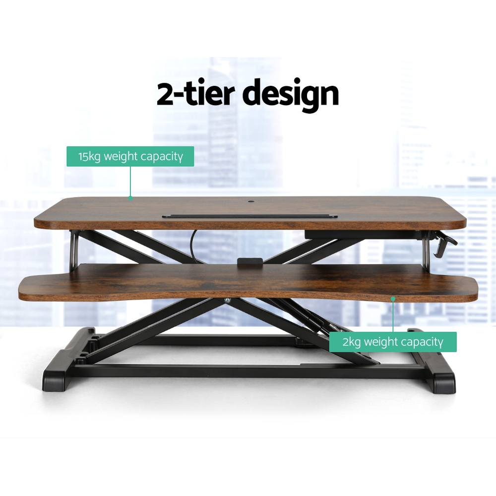 Artiss Standing Desk Riser 80cm Rustic Brown view 5