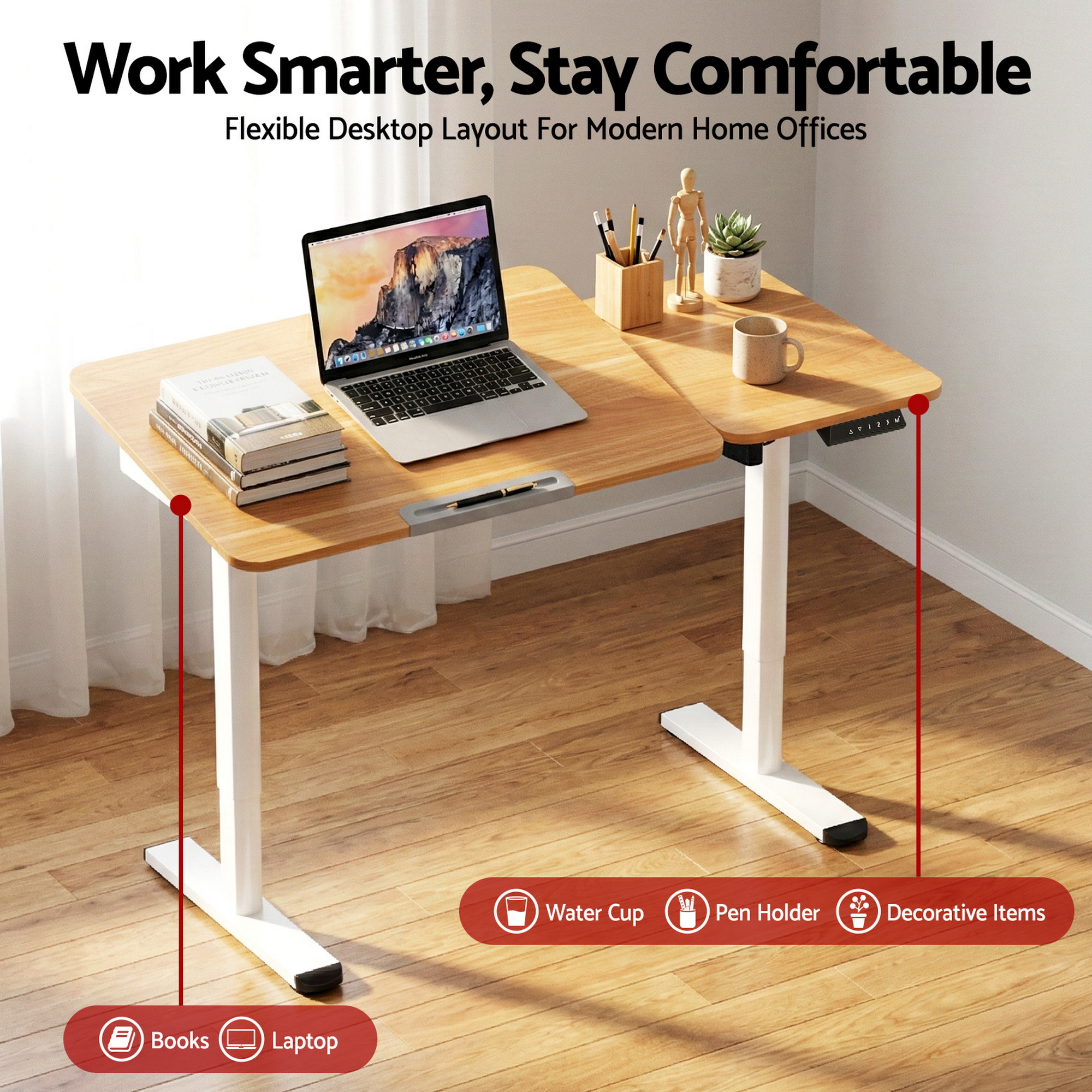Artiss Electric Standing Desk with Tilting Top Dual Desktop view 4