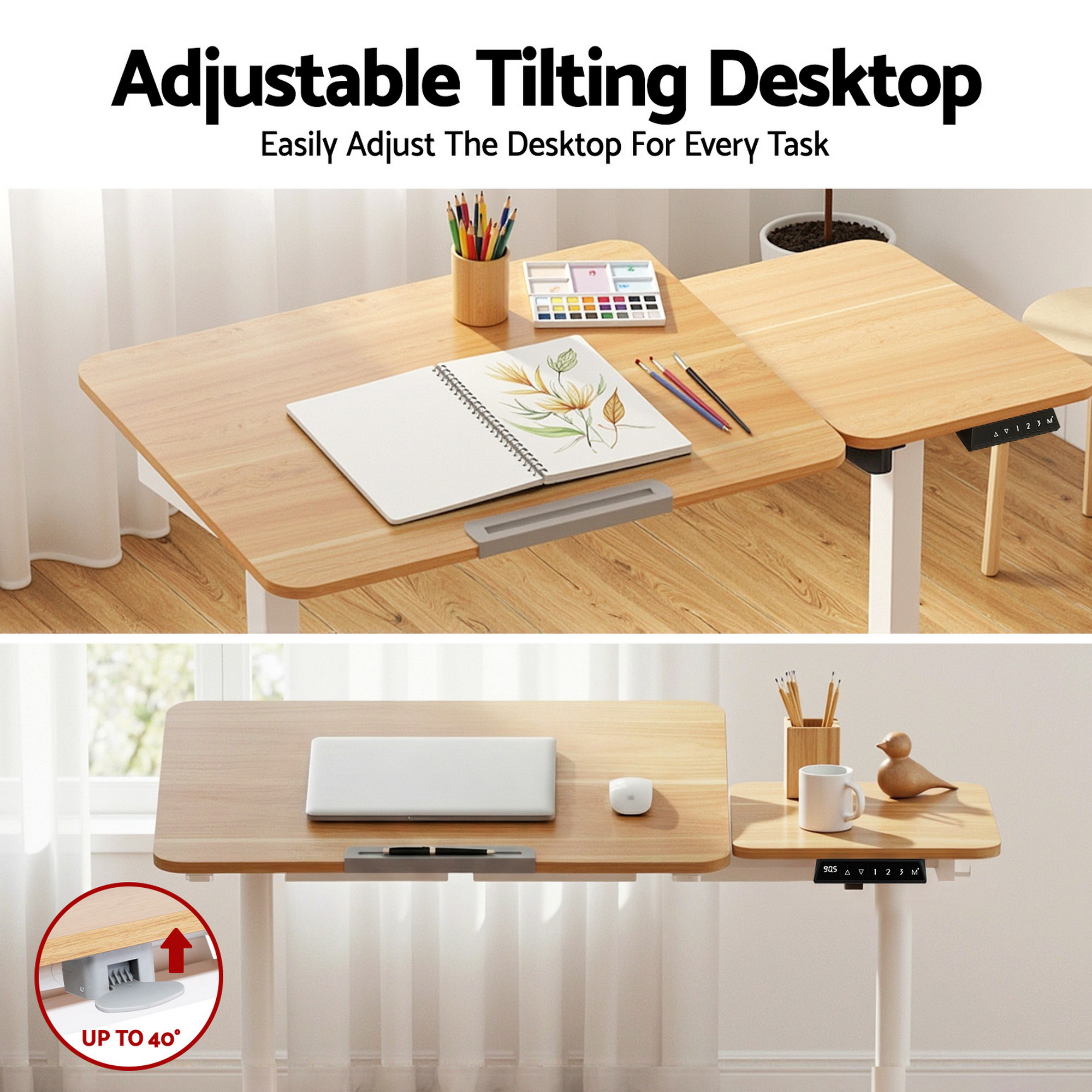 Artiss Electric Standing Desk with Tilting Top Dual Desktop view 5