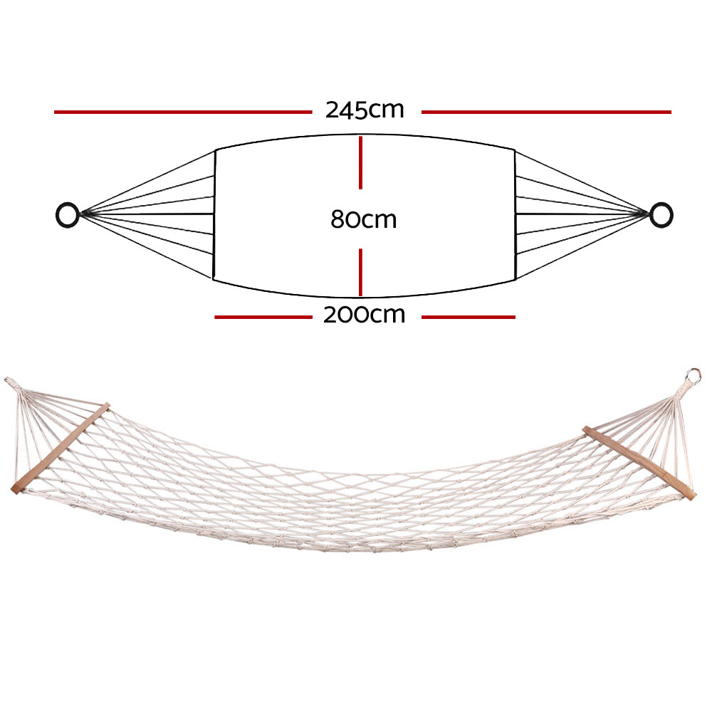 Gardeon Cream Mesh Hammock Bed with Wooden Rails view 2