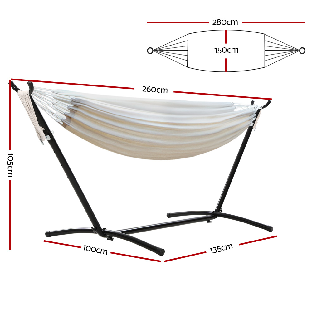 Gardeon Single Cotton Hammock Bed Chair with Stand view 2