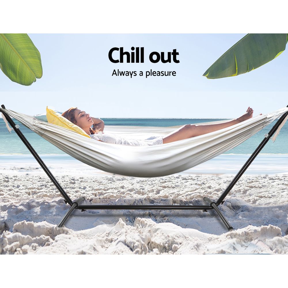 Gardeon Single Cotton Hammock Bed Chair with Stand view 4