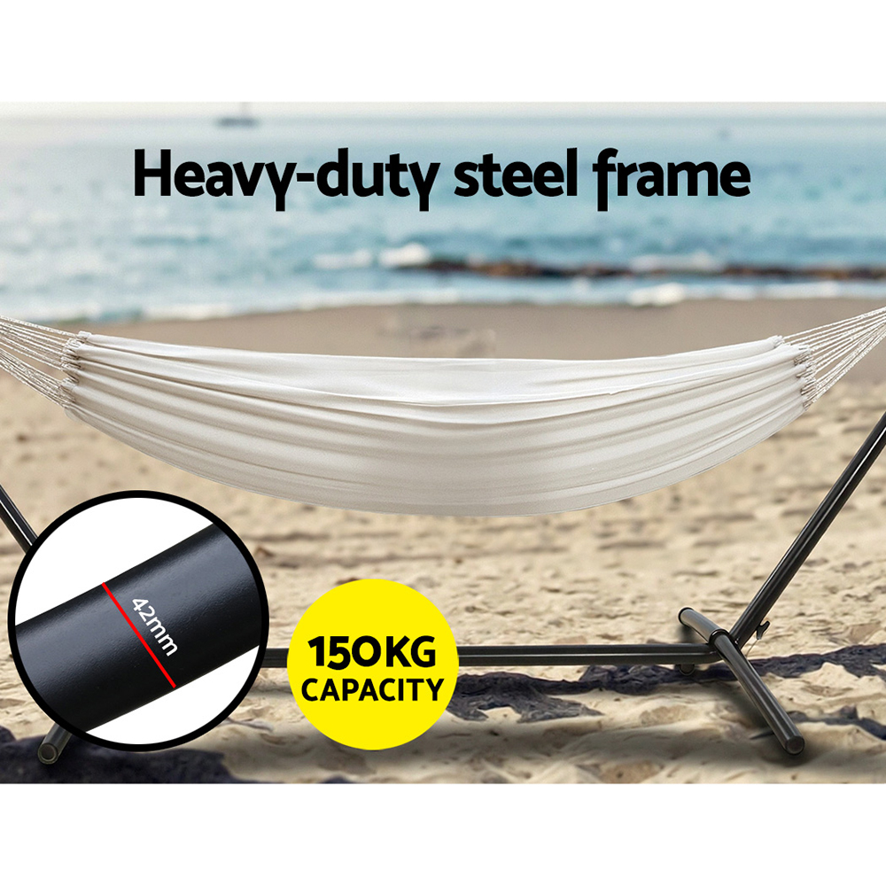 Gardeon Single Cotton Hammock Bed Chair with Stand view 5