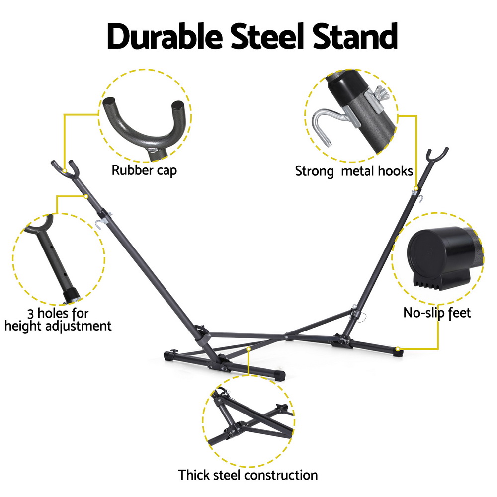 Gardeon Adjustable Steel Hammock Bed Stand, 150kg view 4
