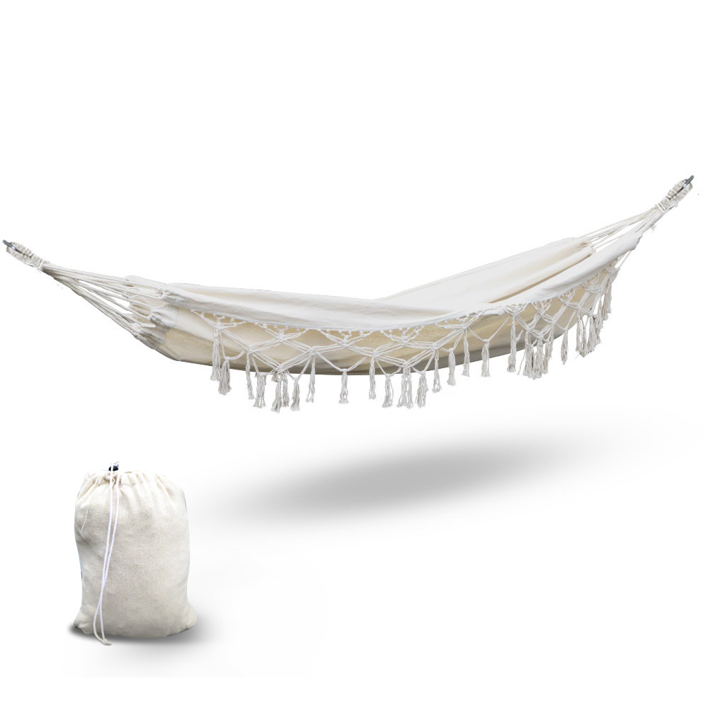Gardeon Cream Tassel Rope Hammock Bed Chair