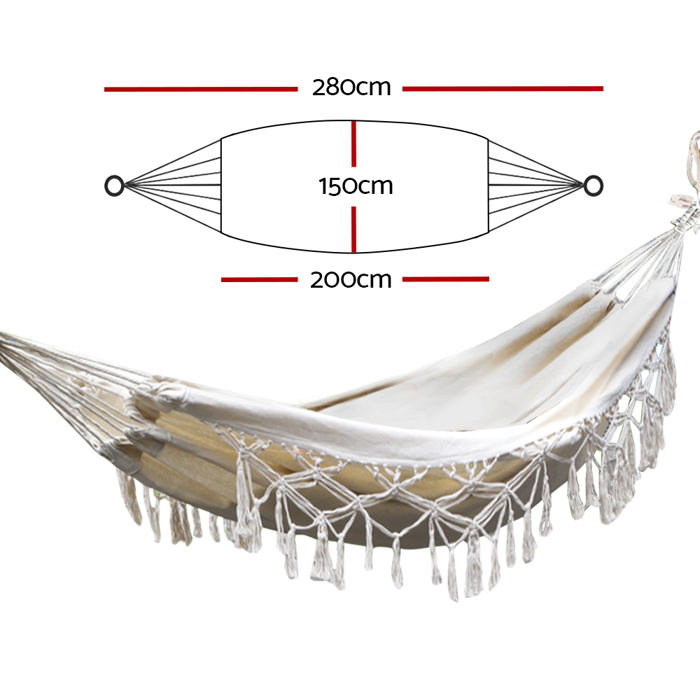 Gardeon Cream Tassel Rope Hammock Bed Chair view 2