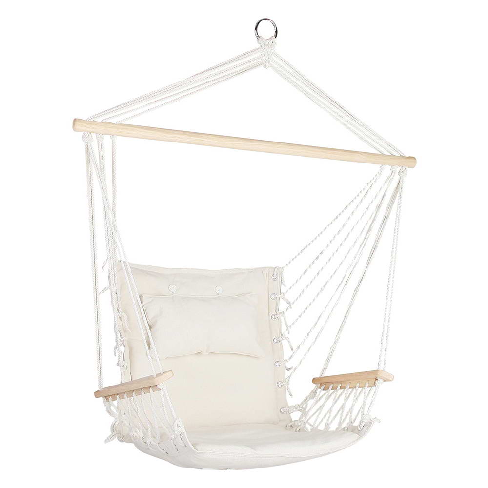 Gardeon Cream Hammock Chair with Armrest