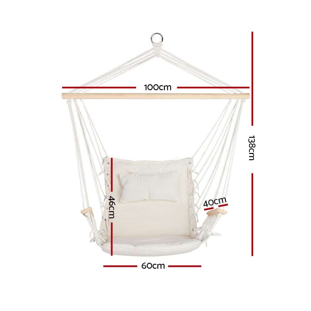 Gardeon Cream Hammock Chair with Armrest view 2