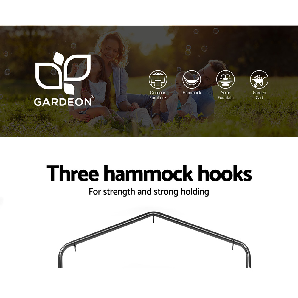 Gardeon Hammock Chair with Stand Timber Rail Cream view 4