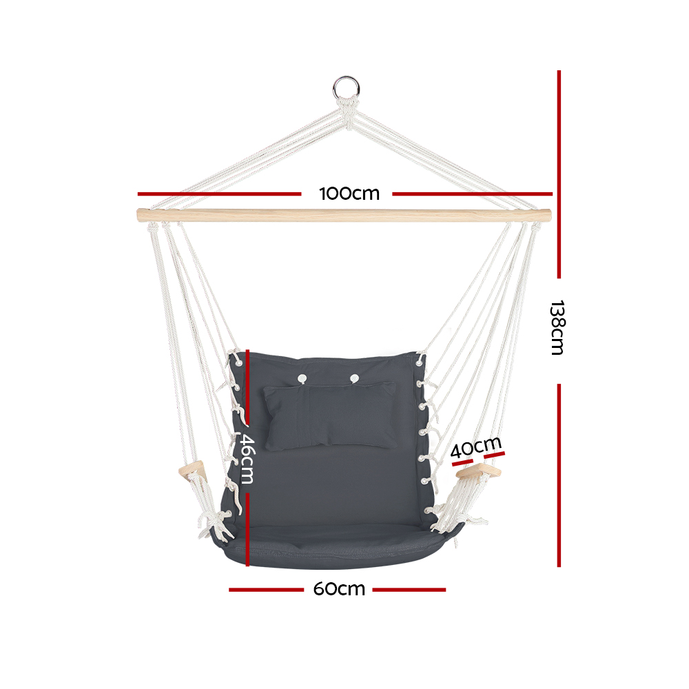 Gardeon Grey Hammock Chair with Armrest view 2