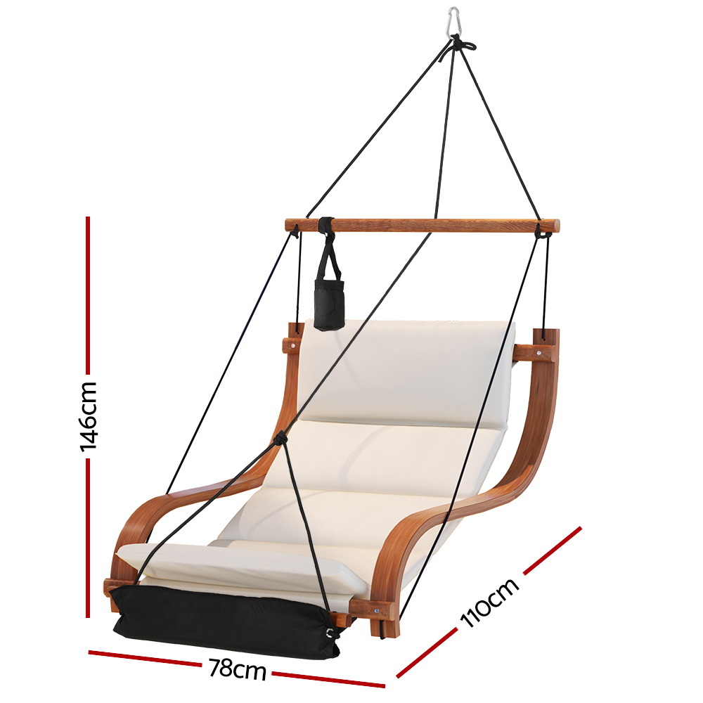Gardeon Wooden Hammock Chair with Cushioned Seat view 2