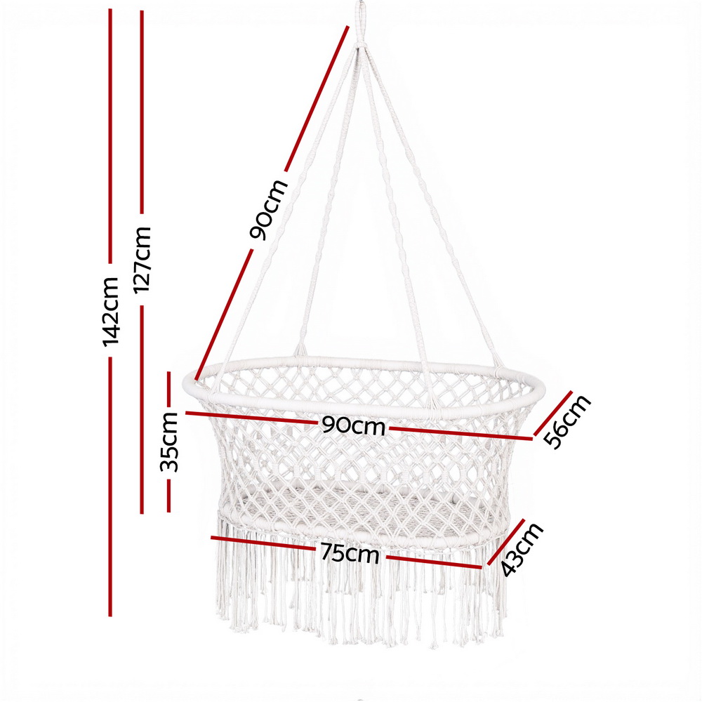 Gardeon Cream Cotton Hammock Chair for Kids view 2