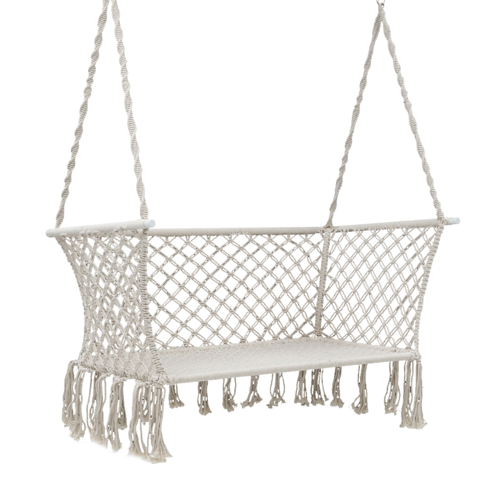 Gardeon Cream 2-Person Hammock Chair with Tassels
