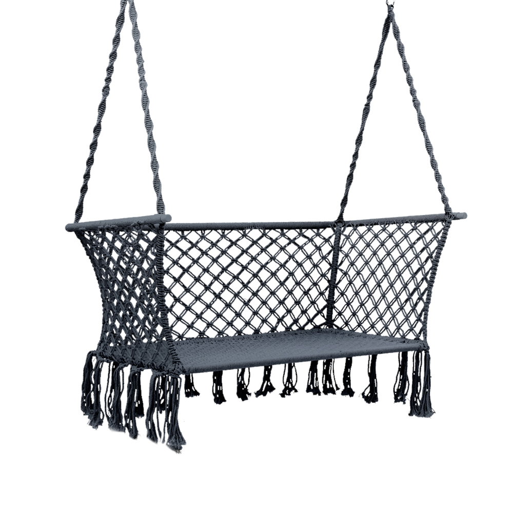 Gardeon Grey 2-Person Hammock Chair with Tassels