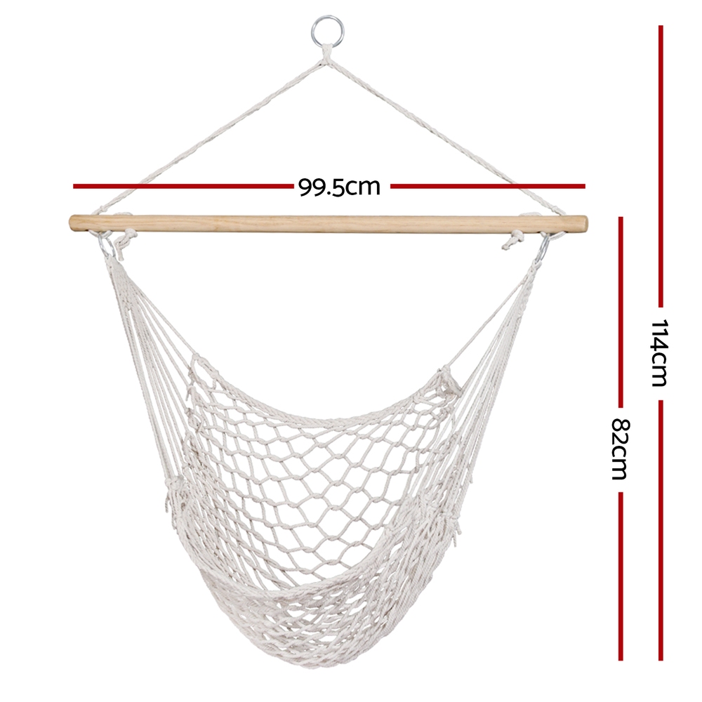 Gardeon Cream Mesh Hammock Chair for Trees & Pergolas view 2