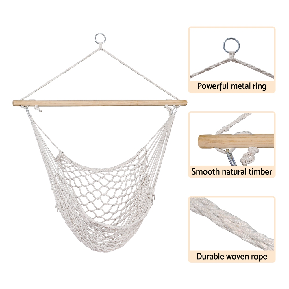 Gardeon Cream Mesh Hammock Chair for Trees & Pergolas view 5