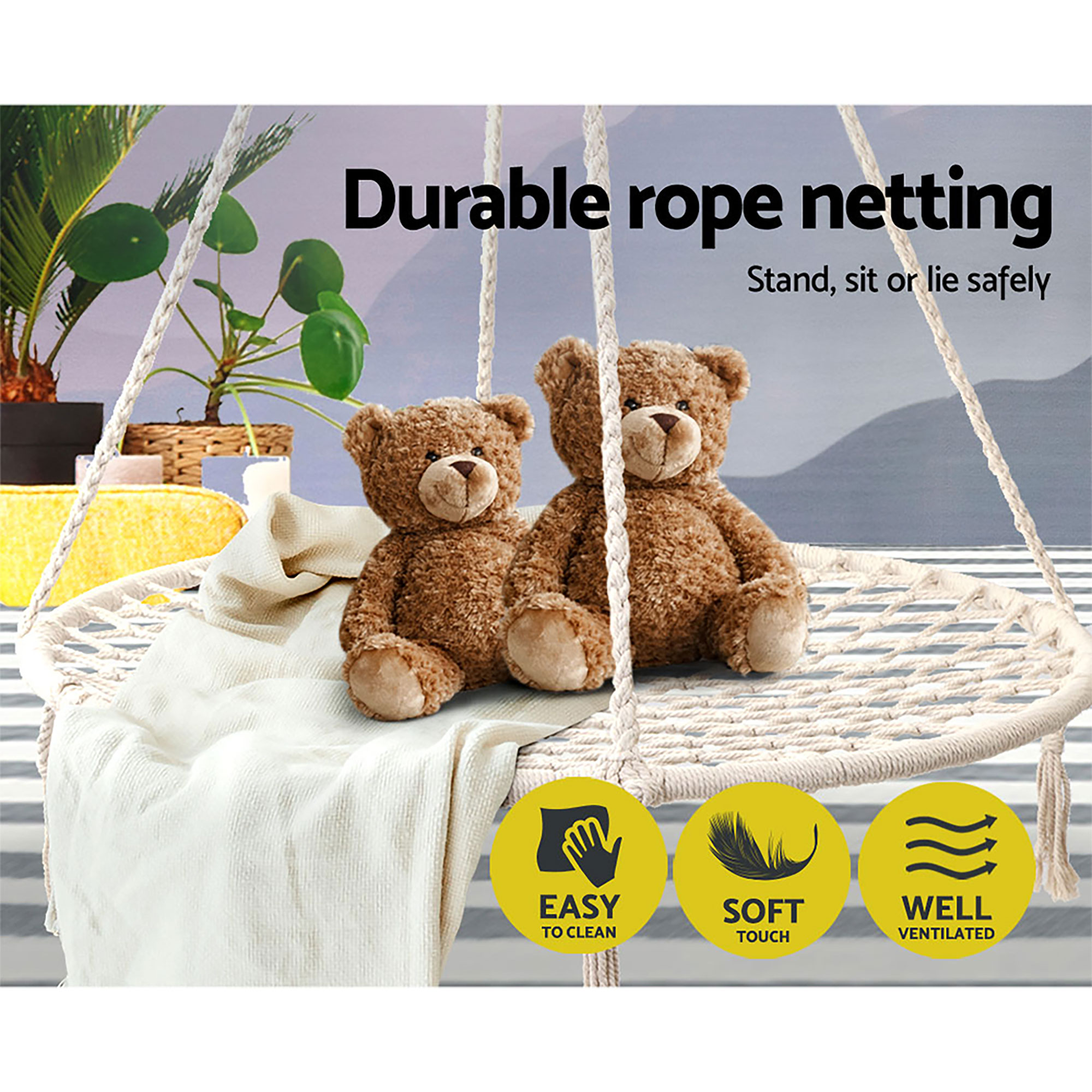 Gardeon 100cm Nest Web Hanging Hammock Chair view 5