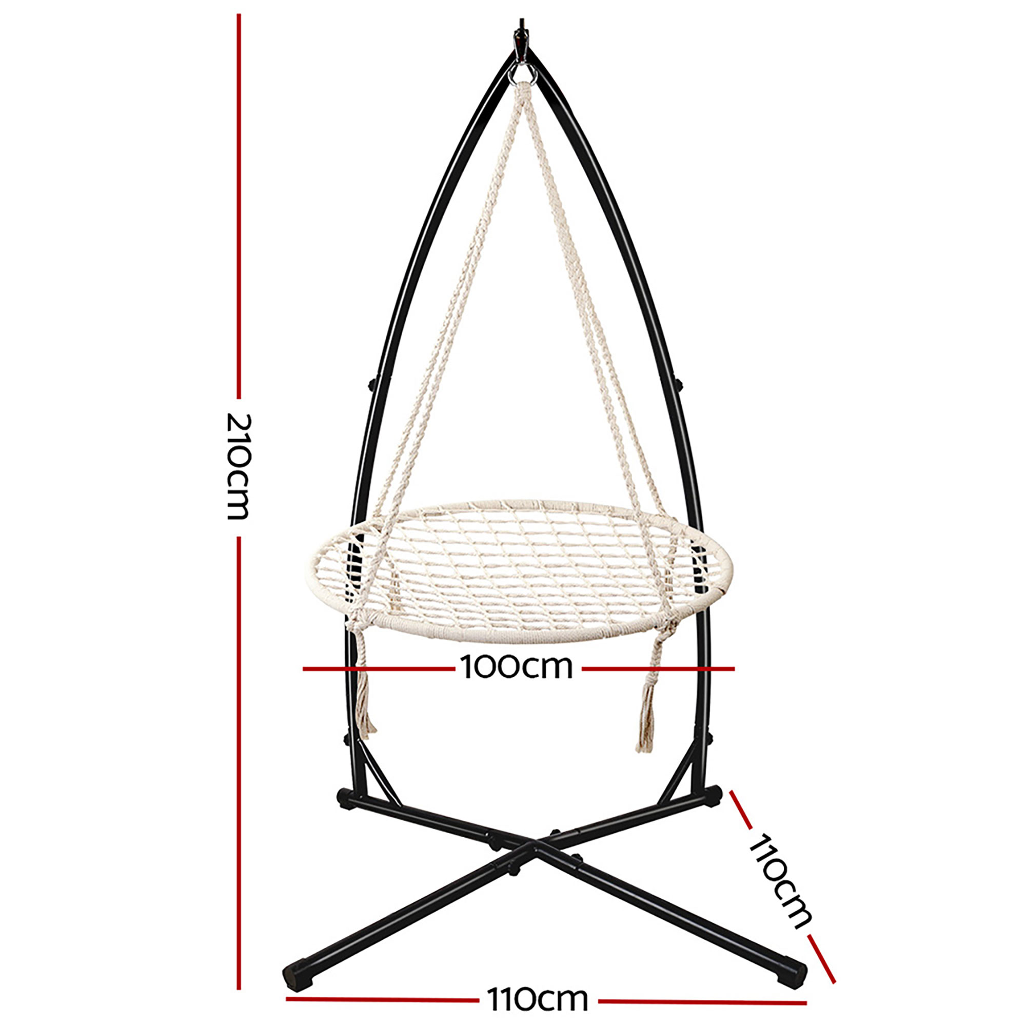 Gardeon 100cm Nest Web Hammock Chair with Steel Stand view 2