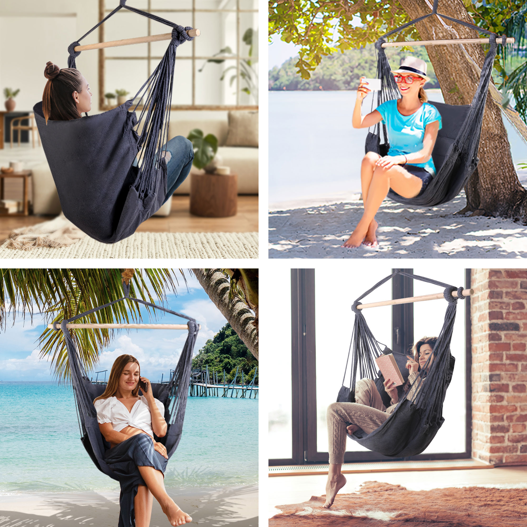 Gardeon Multi-Colour Hammock Chair with Cushion Pillow view 4