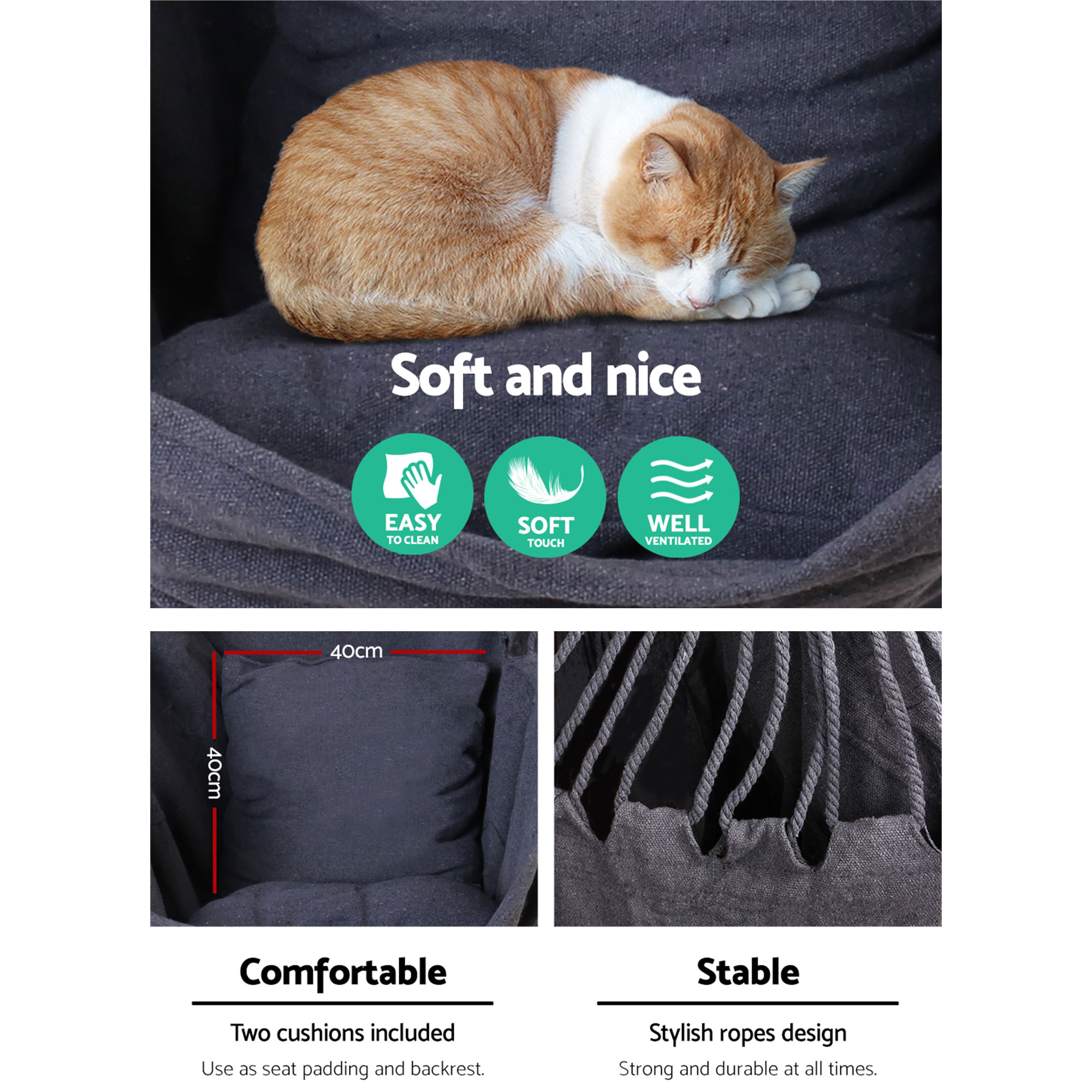Gardeon Multi-Colour Hammock Chair with Cushion Pillow view 5