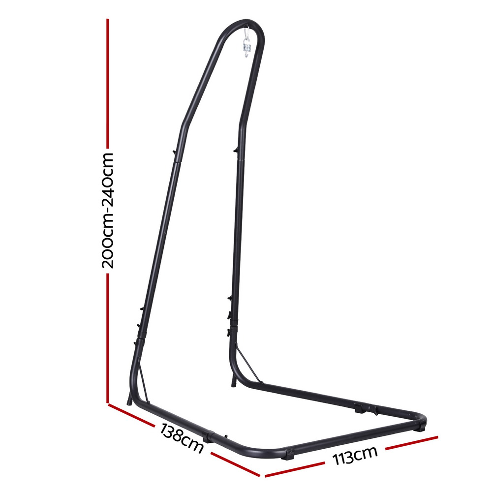 Gardeon Black 2.4m A-Frame Hammock Chair Stand view 2