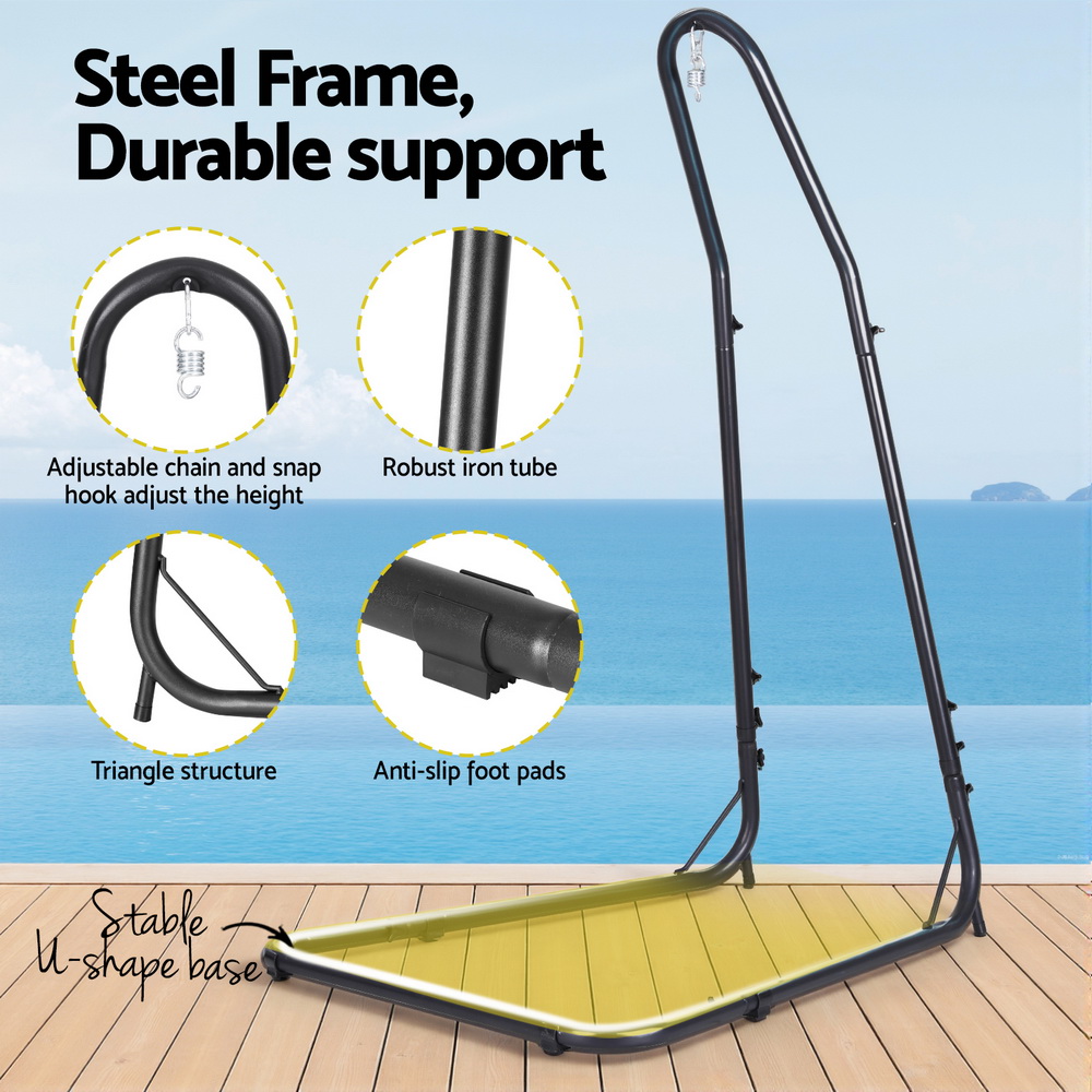 Gardeon Black 2.4m A-Frame Hammock Chair Stand view 4