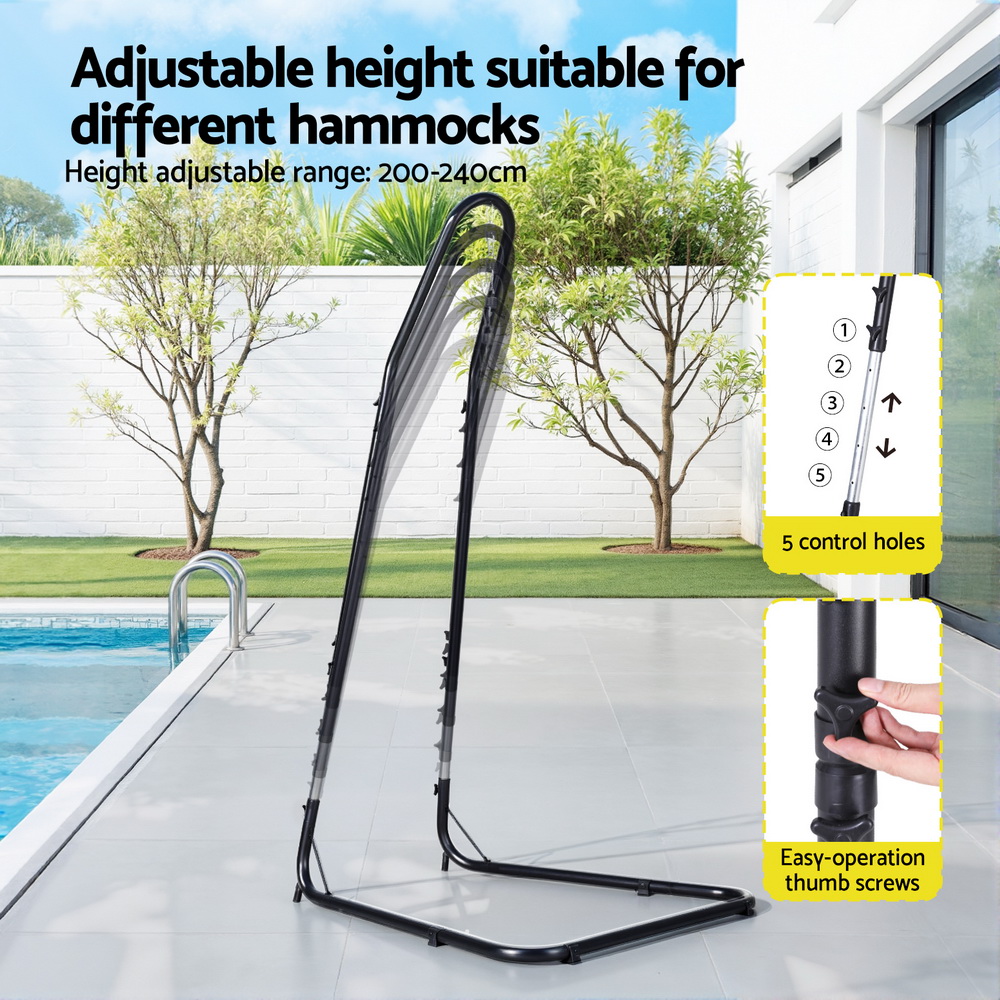 Gardeon Black 2.4m A-Frame Hammock Chair Stand view 5