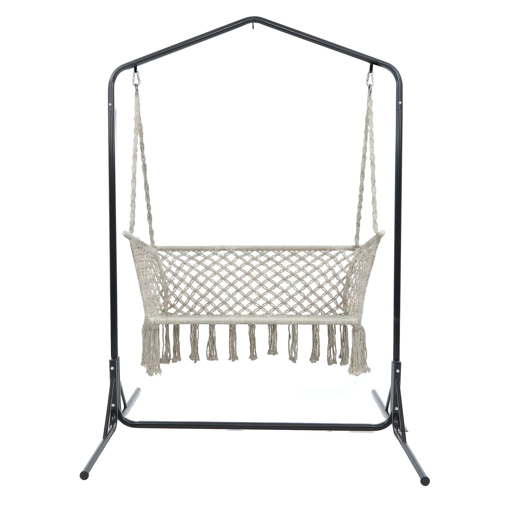 Gardeon Macrame 2-Seater Hammock Chair with Stand view 3
