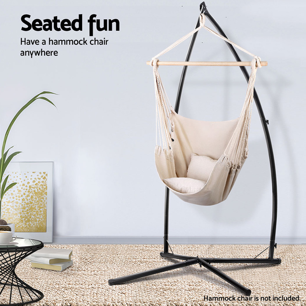 Gardeon Black 2.1m A-Frame Hammock Chair Stand view 4