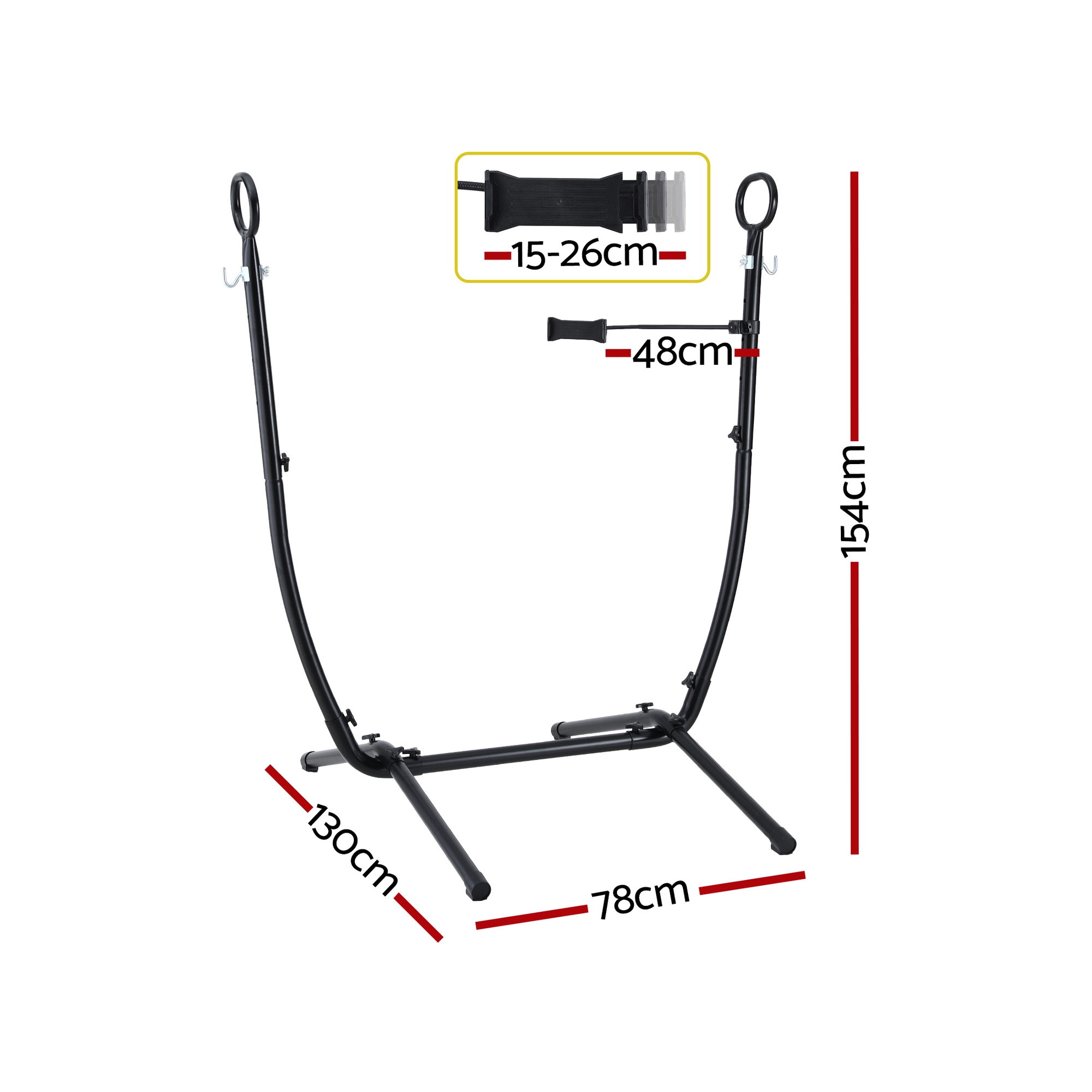 Gardeon Black Iron Hammock Chair Stand with Phone Holder view 3