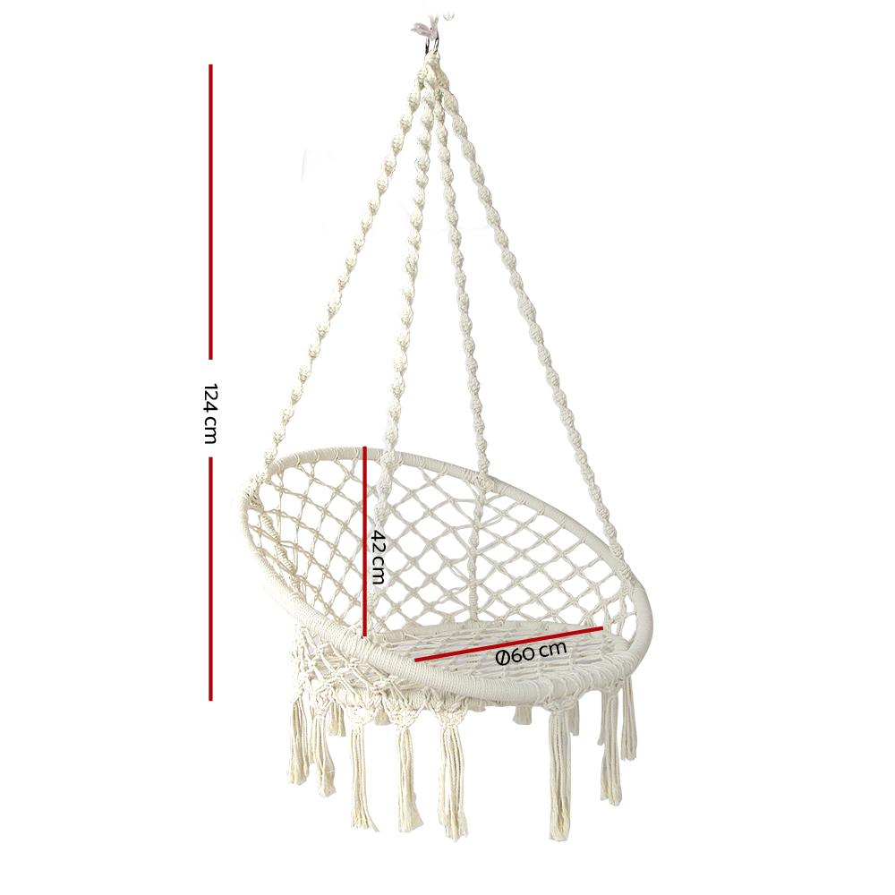 Gardeon Macrame Cotton Hammock Chair with Tassels view 2