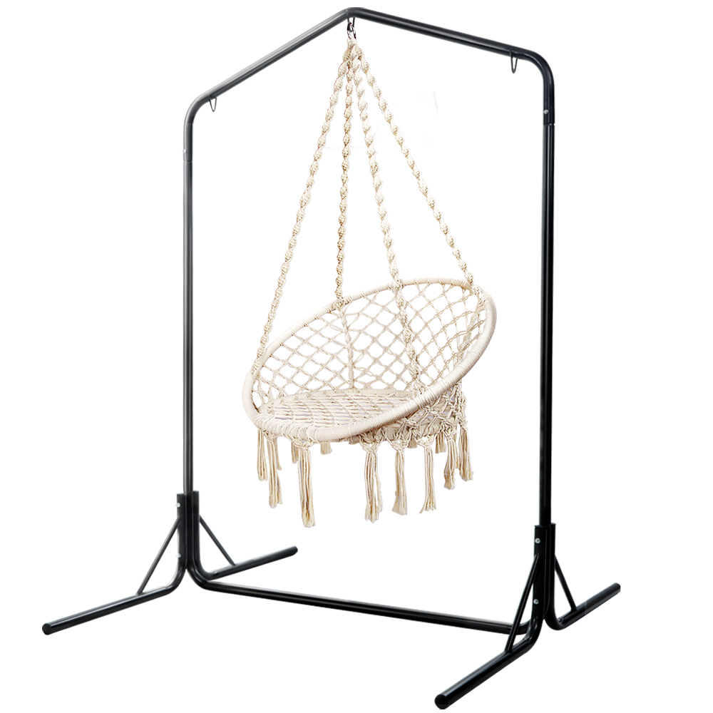 Gardeon Hammock Chair with Stand 124cm Cream