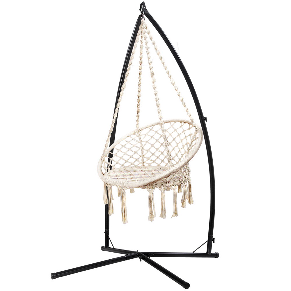 Gardeon Macrame Hammock Chair with Steel Stand