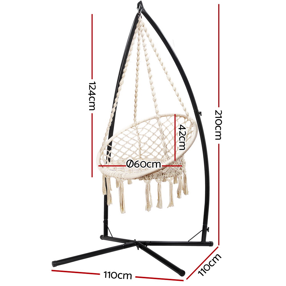 Gardeon Macrame Hammock Chair with Steel Stand view 2